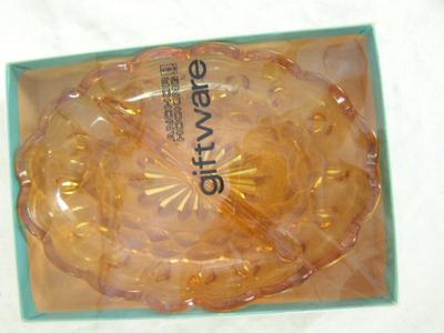 Vintage Anchor Hocking Fairfield Amber oval relish dish. C.1970s