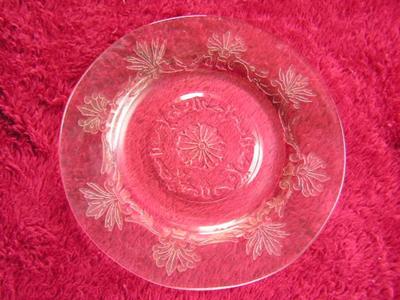 Vintage almost clear glass bread plate, just a hint if pink. Possibly Art Deco