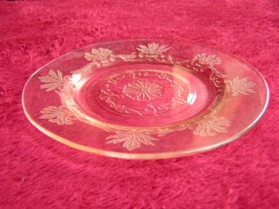 Vintage almost clear glass bread plate, just a hint if pink. Possibly Art Deco