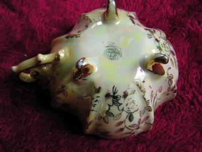 Vintage Napco of Japan Lusterware porcelain 3-footed teacup and saucer