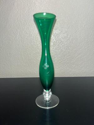 Vintage green bud vase