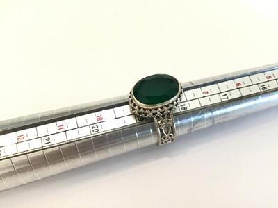 Green Stone Chunky Silver 925 Ring