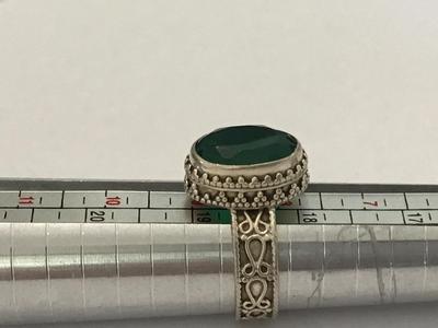 Green Stone Chunky Silver 925 Ring