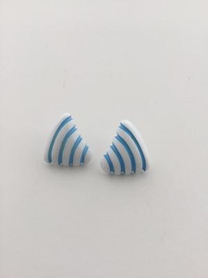 Avon. Marked white and blue stripe earrings