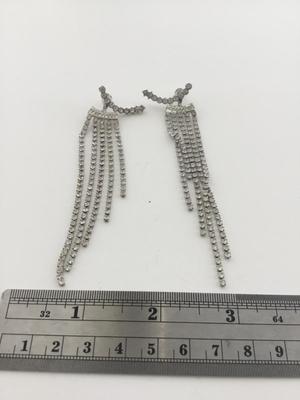 Silver tone dangle rhinestone earrings