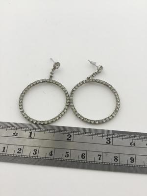 Silver tone rhinestone hoop earrings