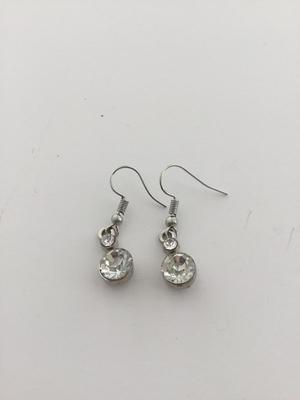 Silver tone rhinestone fashion unmarked earrings