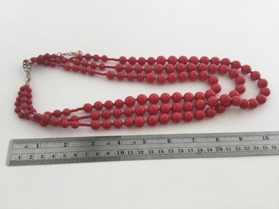 Letter D msrked red multilayer fashion beaded necklace