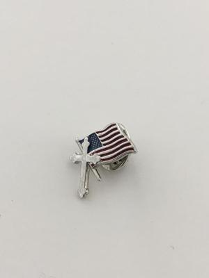 Silver tone American flag push pin