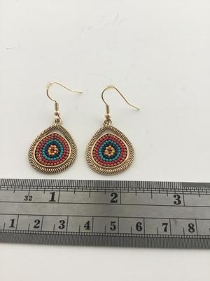 Gold tone colorful dangle fashion earrings