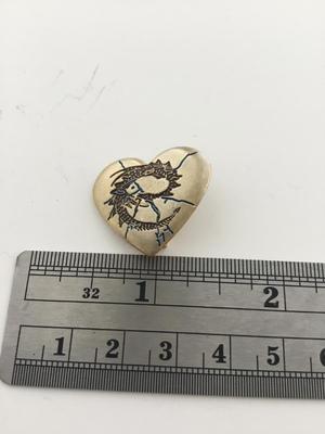 TCF msrked small gold tone heart pin