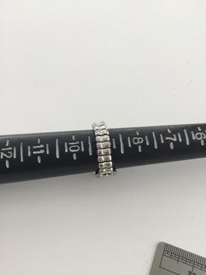 Stretchy black silver tone costume ring