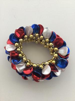 White blue and red stretchy fashion bracelet