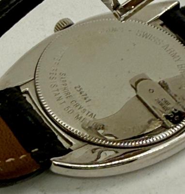 Sale Photo Thumbnail #23: With black leather band.  Sapphire Crystal. Not running, most likely just needs a new battery. Minor scratches and wear marks on the case.