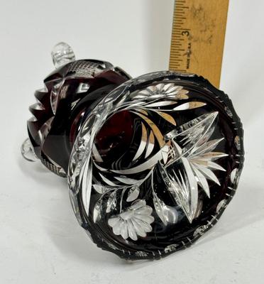 Sale Photo Thumbnail #517: Dark red, almost purple.  Beautiful small footed vase. Excellent condition, approx. 4.5" tall.