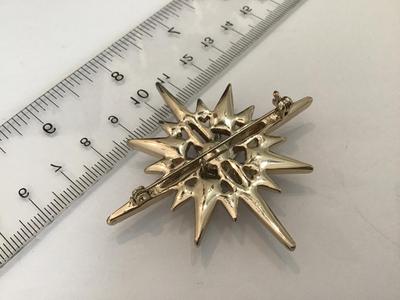 Gold Silver Tone Starburst Brooch