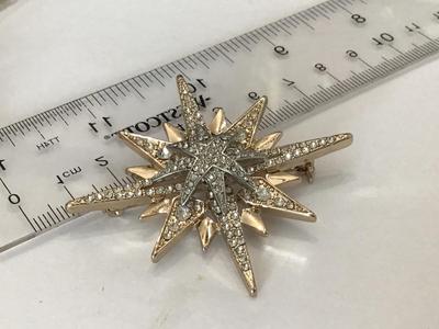 Gold Silver Tone Starburst Brooch
