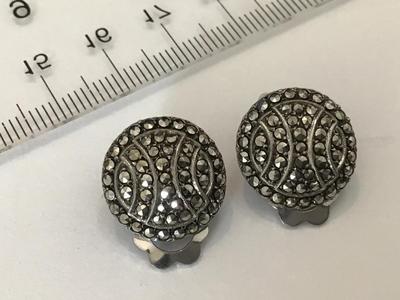 Sterling Silver Germany Marcasite Clip on Earrings