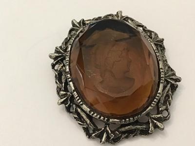Glass Cameo Brooch
