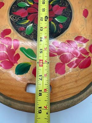 Vintage Mexican Tray - Batea Dough Bowl Wooden Hand Carved Hand Painted Tray