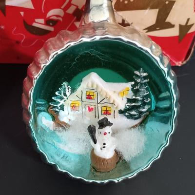 LOT 137: Vintage Christmas- Hard Plastic Blow Mold Santa Ornament, Flocked Deer, Dancing Santa, Foil Elves & More