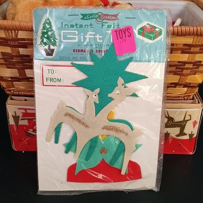 LOT 137: Vintage Christmas- Hard Plastic Blow Mold Santa Ornament, Flocked Deer, Dancing Santa, Foil Elves & More