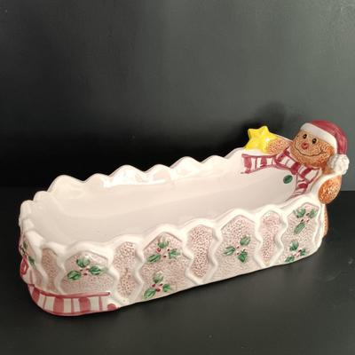LOT 141: Vintage Christmas- Tinsel Ball, Ceramic Cookie Dish, Shiney Brites, Molded Plastic Santa Bowl & More