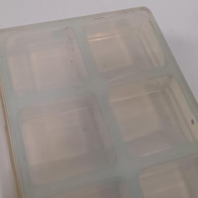 LOT 147: Fry Ovenglass Opalescent Baking Dish, Hoosier Green Glass Vase, Emerald Green Salt Cellars & More