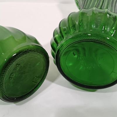 LOT 147: Fry Ovenglass Opalescent Baking Dish, Hoosier Green Glass Vase, Emerald Green Salt Cellars & More