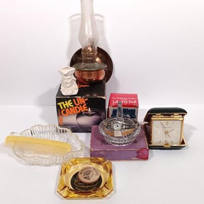 LOT 148: Phinney-Walker Folding Alarm Clock, Stellar Mini Kerosene Lamp, Ladies Wristwatches & More