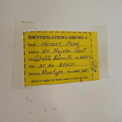 “At the Beach” Monotype by Artist Fran Knight (P-HS)