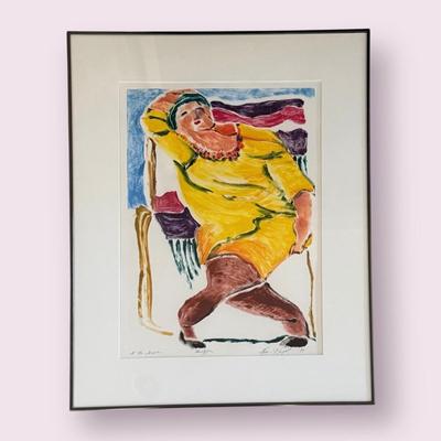 “At the Beach” Monotype by Artist Fran Knight (P-HS)