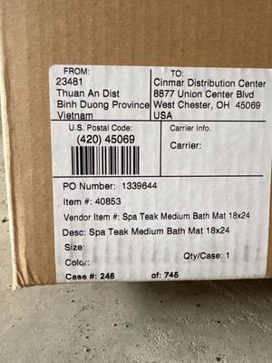 NIB teak bath mat 18”x24”
