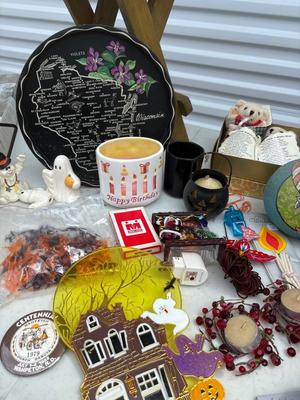 Group of decor, books in vintage