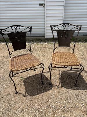 2 iron/wicker chairs