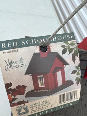 Red schoolhouse birdfeeder