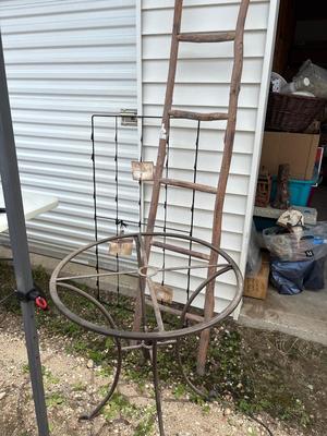 New ladder, quilt rack, card rack, and patio table no top