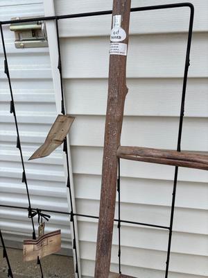 New ladder, quilt rack, card rack, and patio table no top