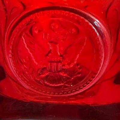 Fostoria Ruby Red Argus Goblets & Coin Glass Compote (E-HS)