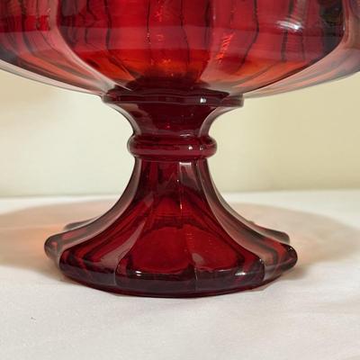 Fostoria Ruby Red Argus Goblets & Coin Glass Compote (E-HS)