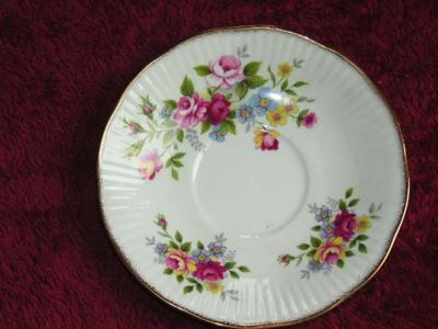 Royal Dover fine bone china teacup & saucer, made in England, gold trimmed