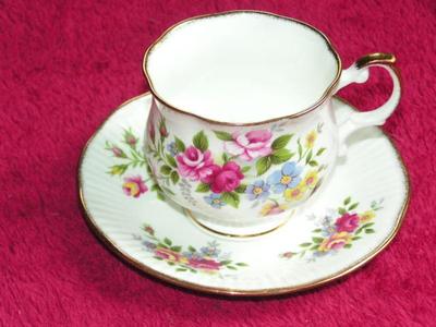 Royal Dover fine bone china teacup & saucer, made in England, gold trimmed