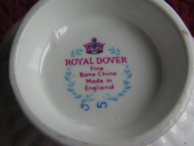 Royal Dover fine bone china teacup & saucer, made in England, gold trimmed