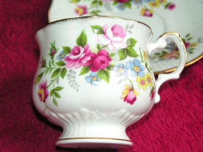 Royal Dover fine bone china teacup & saucer, made in England, gold trimmed