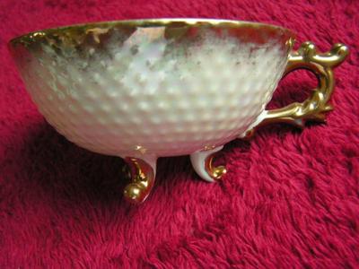 Vintage Norcrest fine china footed teacup & saucer, hand painted w/gold trim