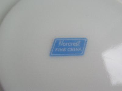 Vintage Norcrest fine china footed teacup & saucer, hand painted w/gold trim
