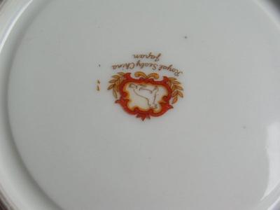 Royal Sealy China (Japan), porcelain 3-footed teacup cup & saucer