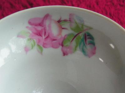 Vintage (maybe Lefton, Japan?) footed teacup & saucer, porcelain, gold trim.