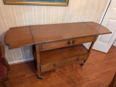 Two-Drawer Drop Leaf Rolling Buffet