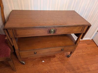 Two-Drawer Drop Leaf Rolling Buffet
